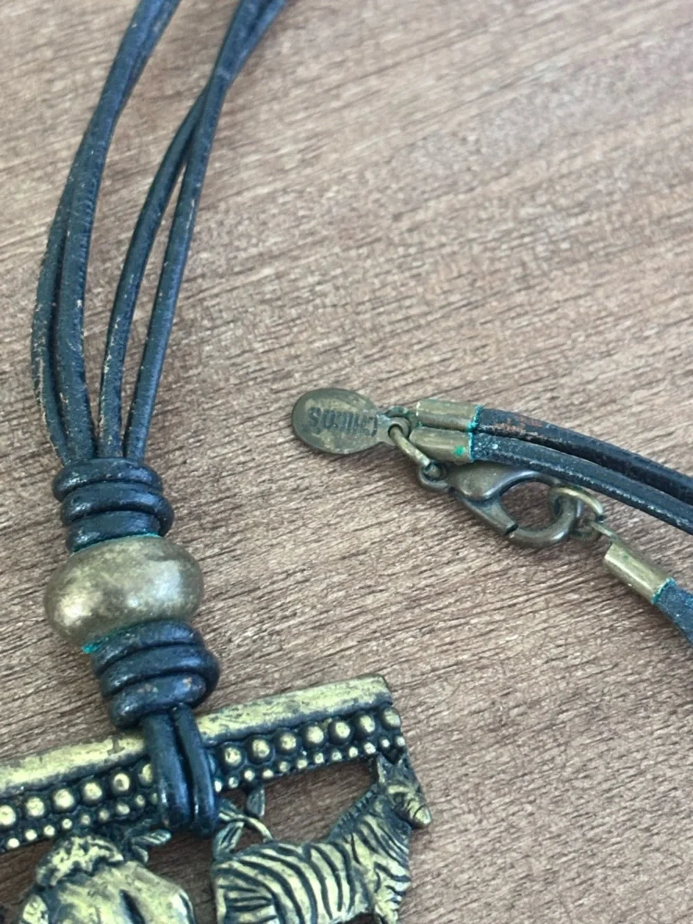 Chico’s Safari Animal Pendant Necklace Boho Statement Long 30”